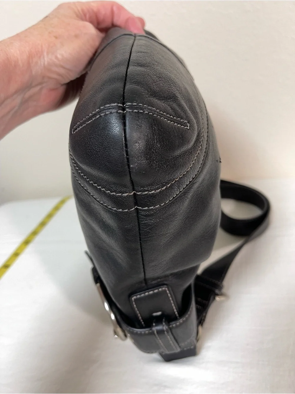 Coach SoHo Black Leather Hobo with Silver Buckle Accents